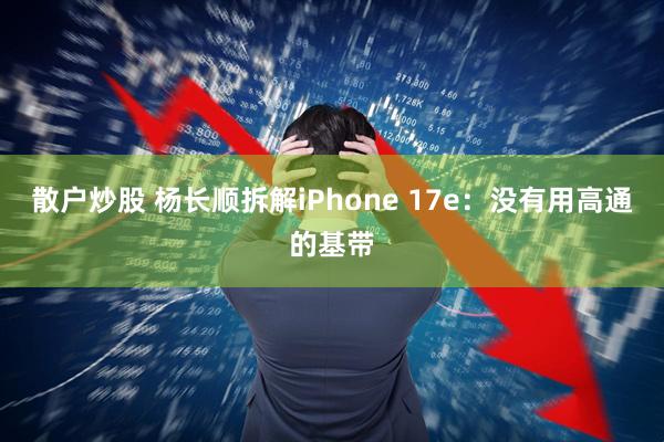 散户炒股 杨长顺拆解iPhone 17e：没有用高通的基带