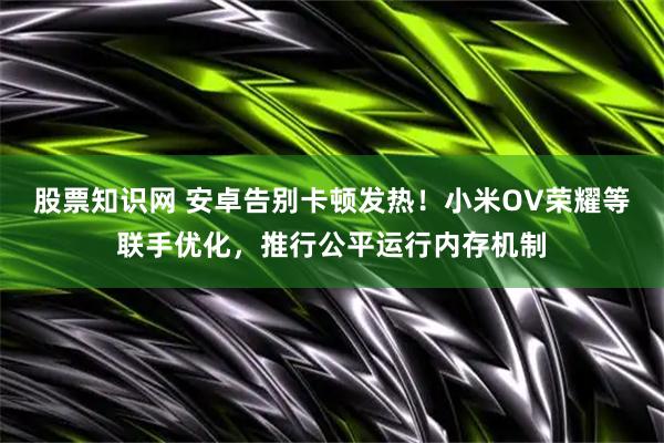 股票知识网 安卓告别卡顿发热！小米OV荣耀等联手优化，推行公平运行内存机制